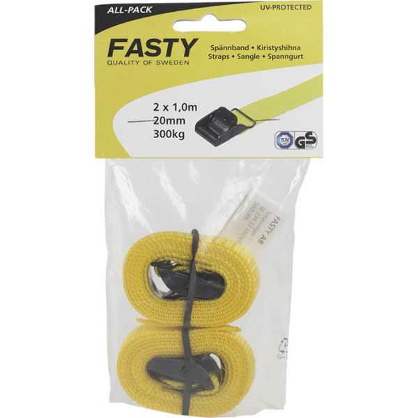 Spennreim Fasty 156 2-pakning, All-pack Gul, 1000 mm